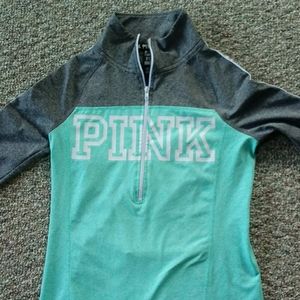 PINK VICTORIA'S SECRET Aqua/Gray Collared Sweater